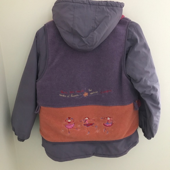 Deux par Deux 3 piece snowsuit with jacket,vest w/attached scarf,overall/pants - Picture 3 of 8